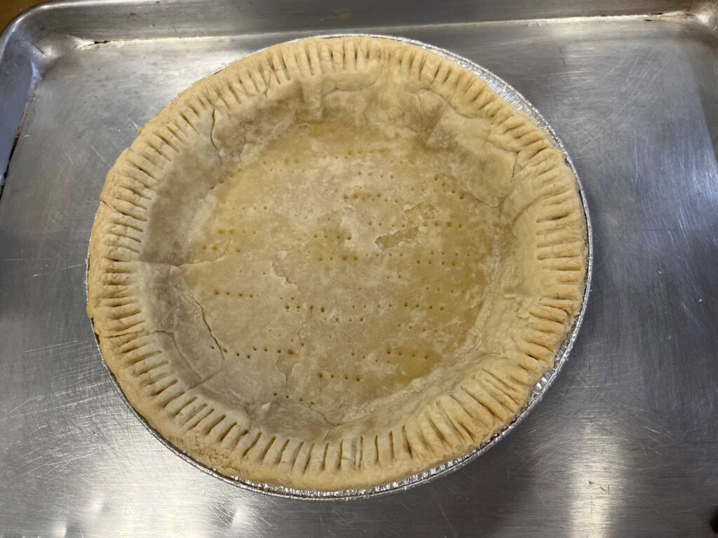 This blind bake was docked (prepared for baking with some holes with a small fork)