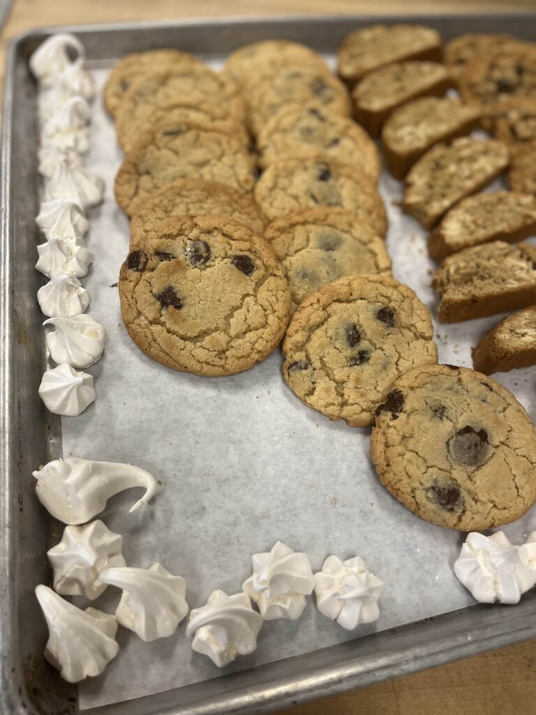 Chocolate Chip Cookies with some Meringue around.