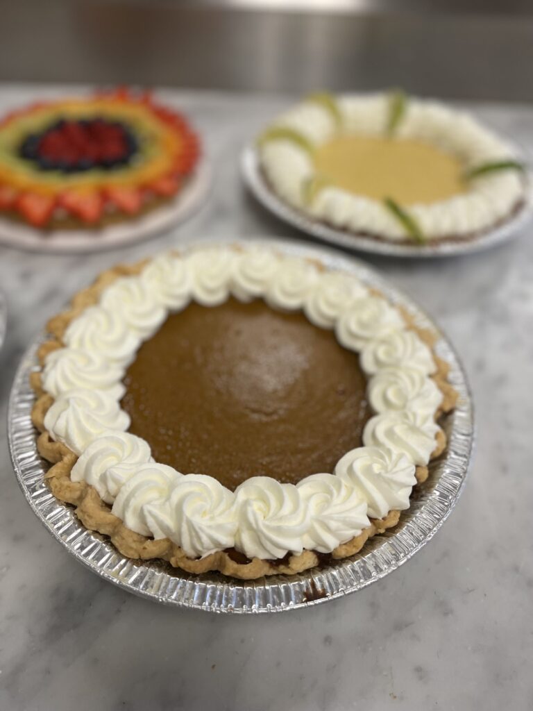 Pies and Tart with Chocolate pie in the foreground