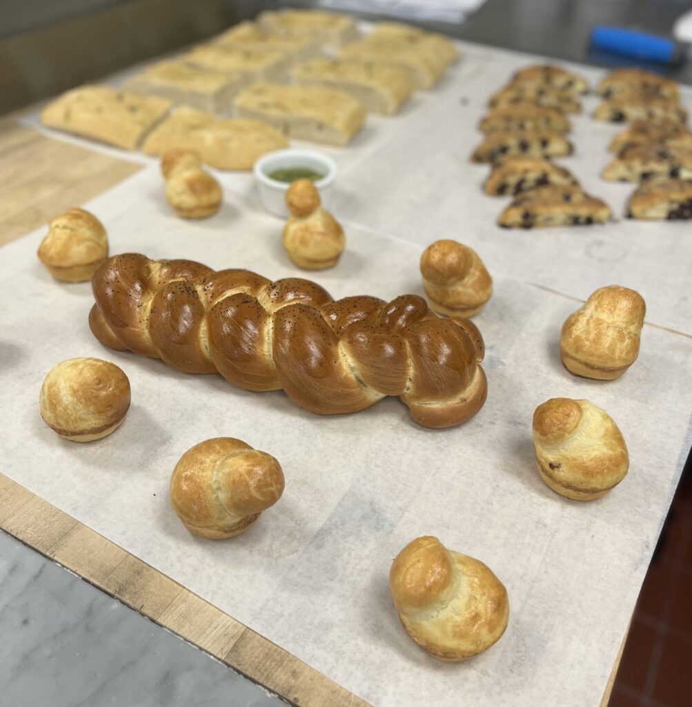 Presentation with Brioche, Focaccia, Scones and Challa.