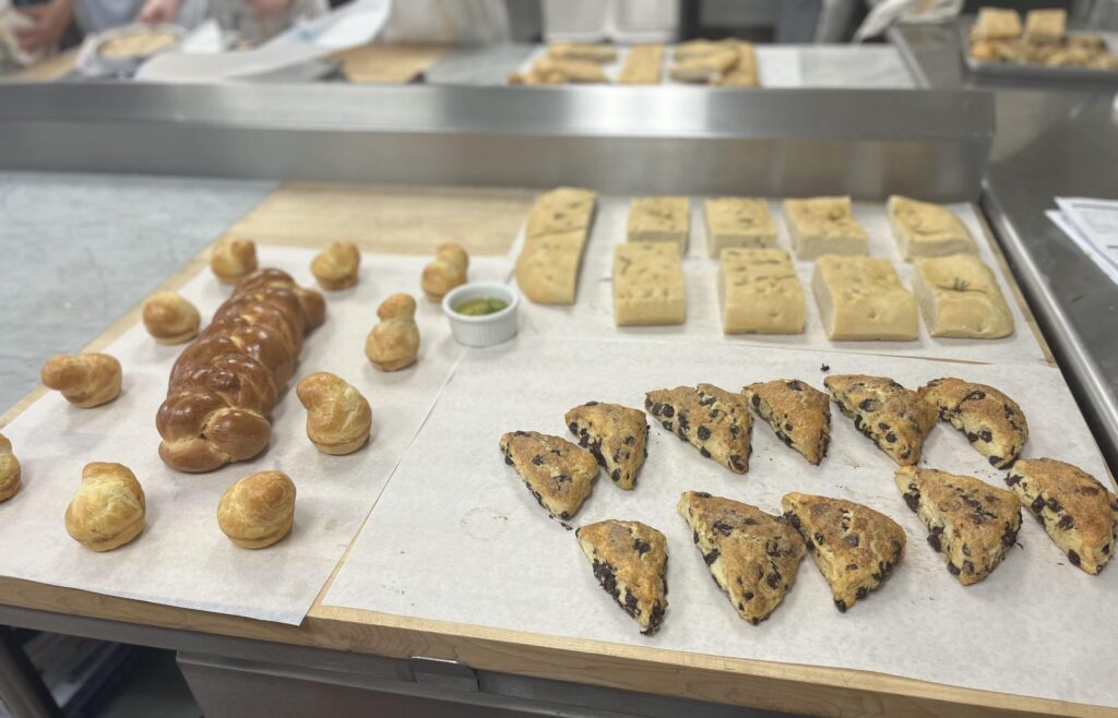 Presentation with Brioche, Focaccia, Scones and Challa.