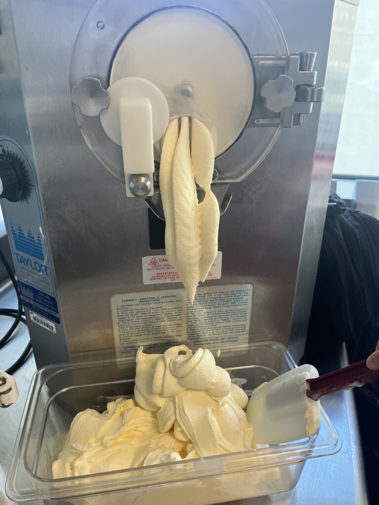 Ice Cream pouring from machine